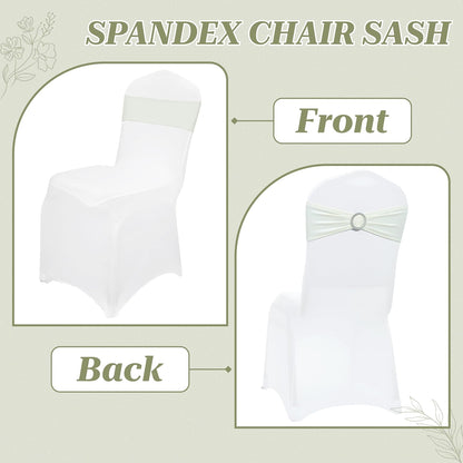 MDS Spandex Chair Sashes - Universal Fit Elastic Stretch Bow Ties with Buckle | Pack of 250 - Ivory