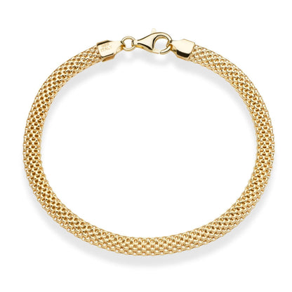 Miabella 18K Gold Over Sterling Silver Italian 5mm Mesh Link Chain Bracelet for Women, 925 Made in Italy (Length 7 Inches)