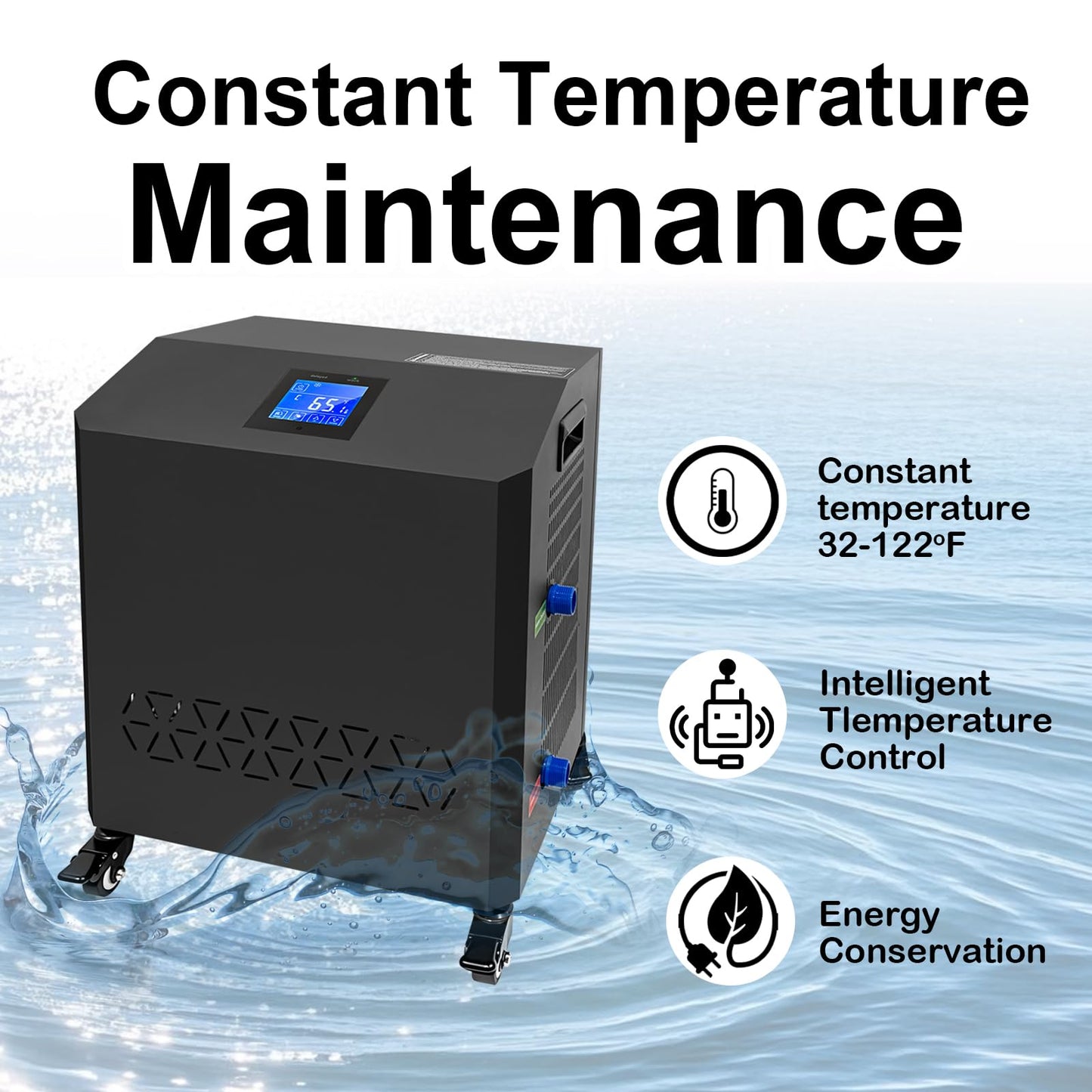 YAKUST Aquarium Chiller,LED Display Fish Tank Chiller, 1 HP Active Aqua Chiller for Axolotl, Water Chiller with Pump, Nozzles and Hoops Ideal for Coral Reef Shrimp (264 Gallon)