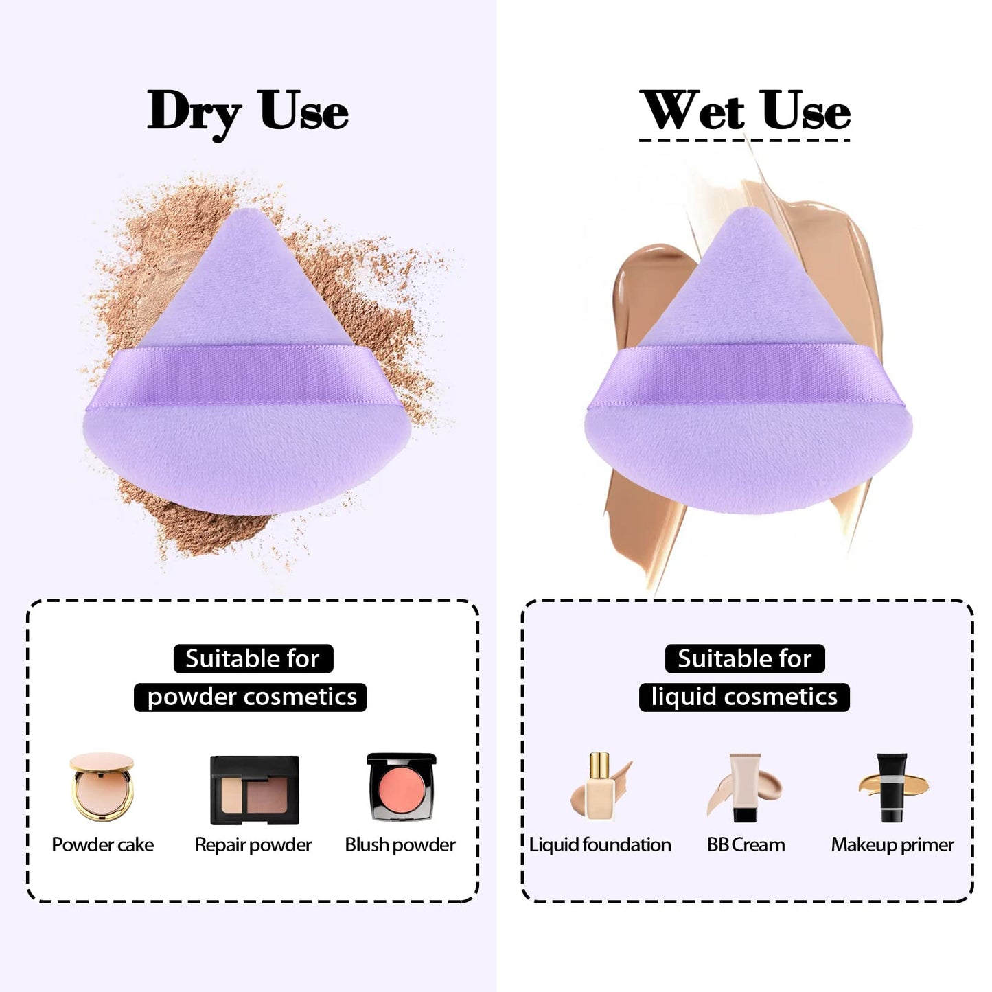 8Pcs of Triangular Powder Puff Makeup Sponges, Made of Super-soft Velvet, Designed for Contouring, Eye, and Corner, Beauty Blender Foundation Mixing Container.(Black)