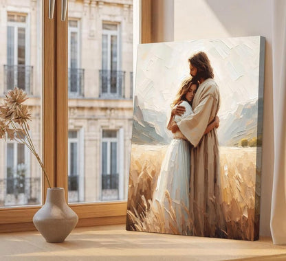 FTQYQLD Jesus Hugging Woman Wall Art, 24x36in