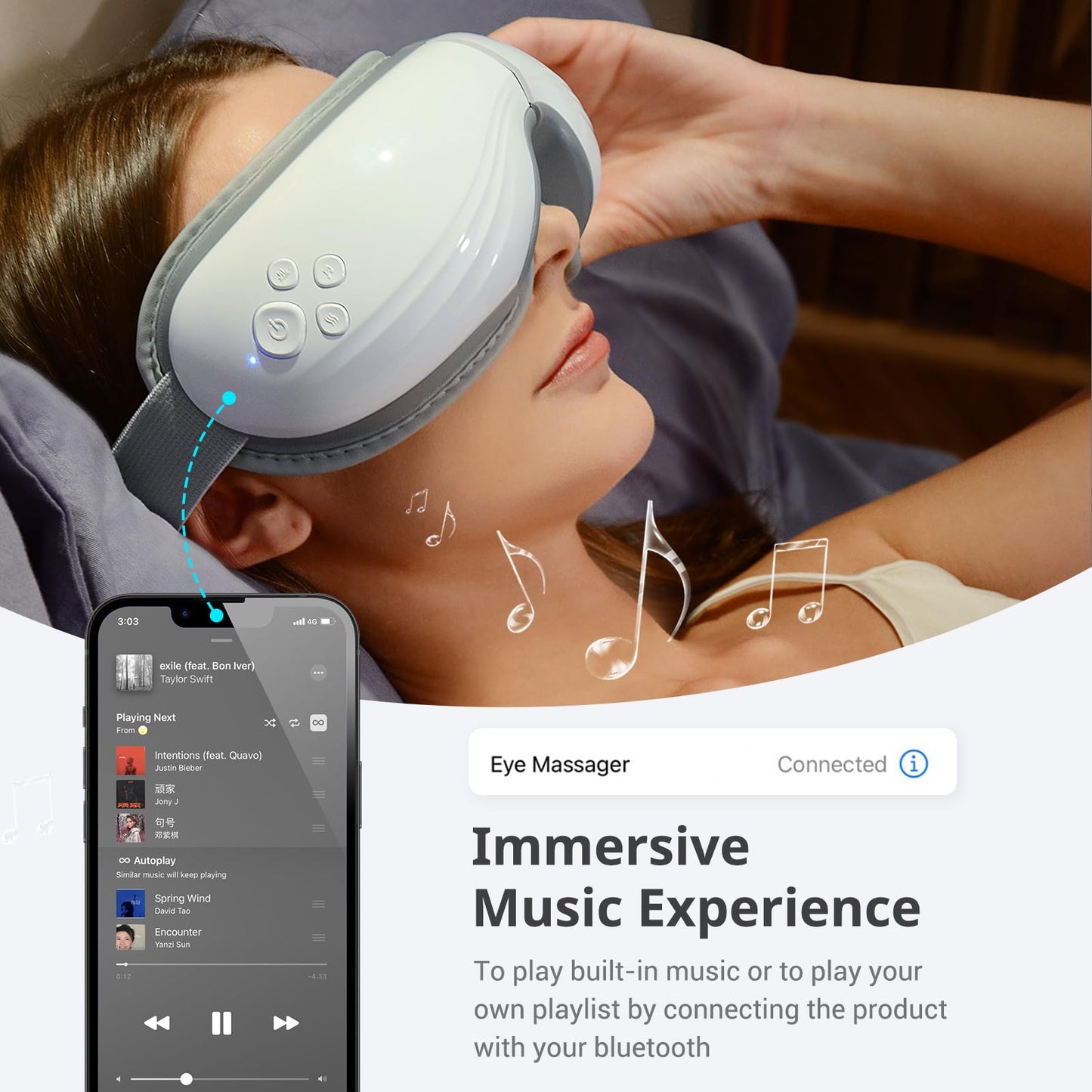 Mynt 5-Mode Eye Massager with Heat and Bluetooth Capability for Dry Eyes Relief, Folding Heated Eye Massager, Eye Massage with Voice Announcement, Heated Eye Mask Massager, Mothers and Father Day gift