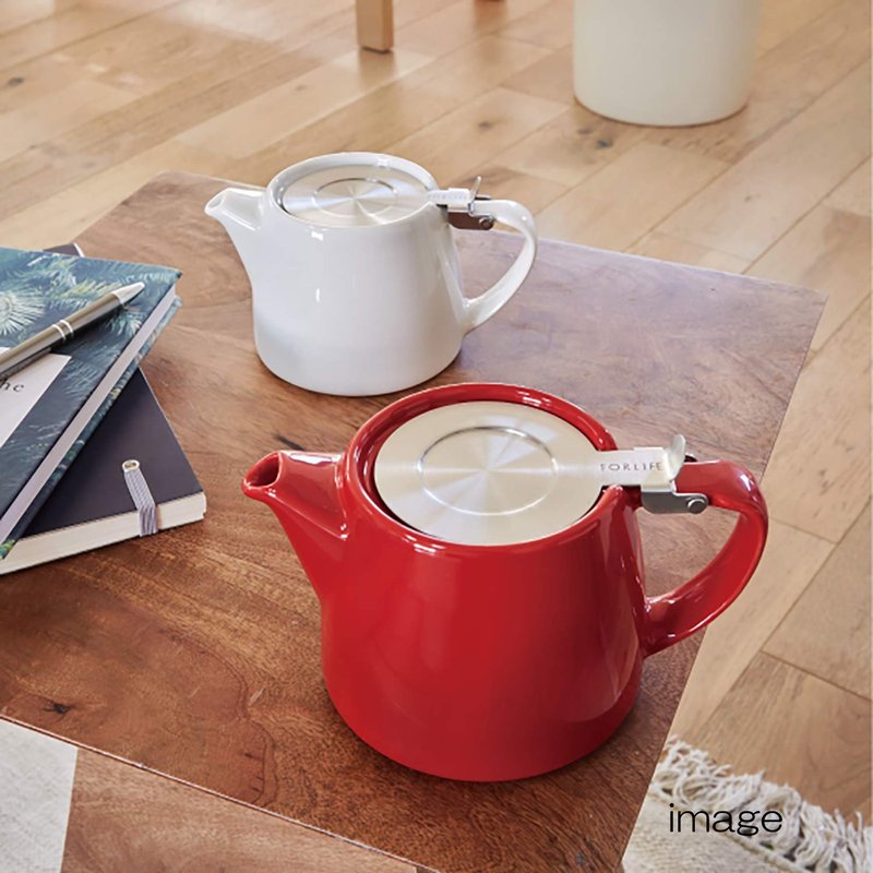 FORLIFE Stump Teapot with SLS Lid and Infuser, 18-Ounce, White