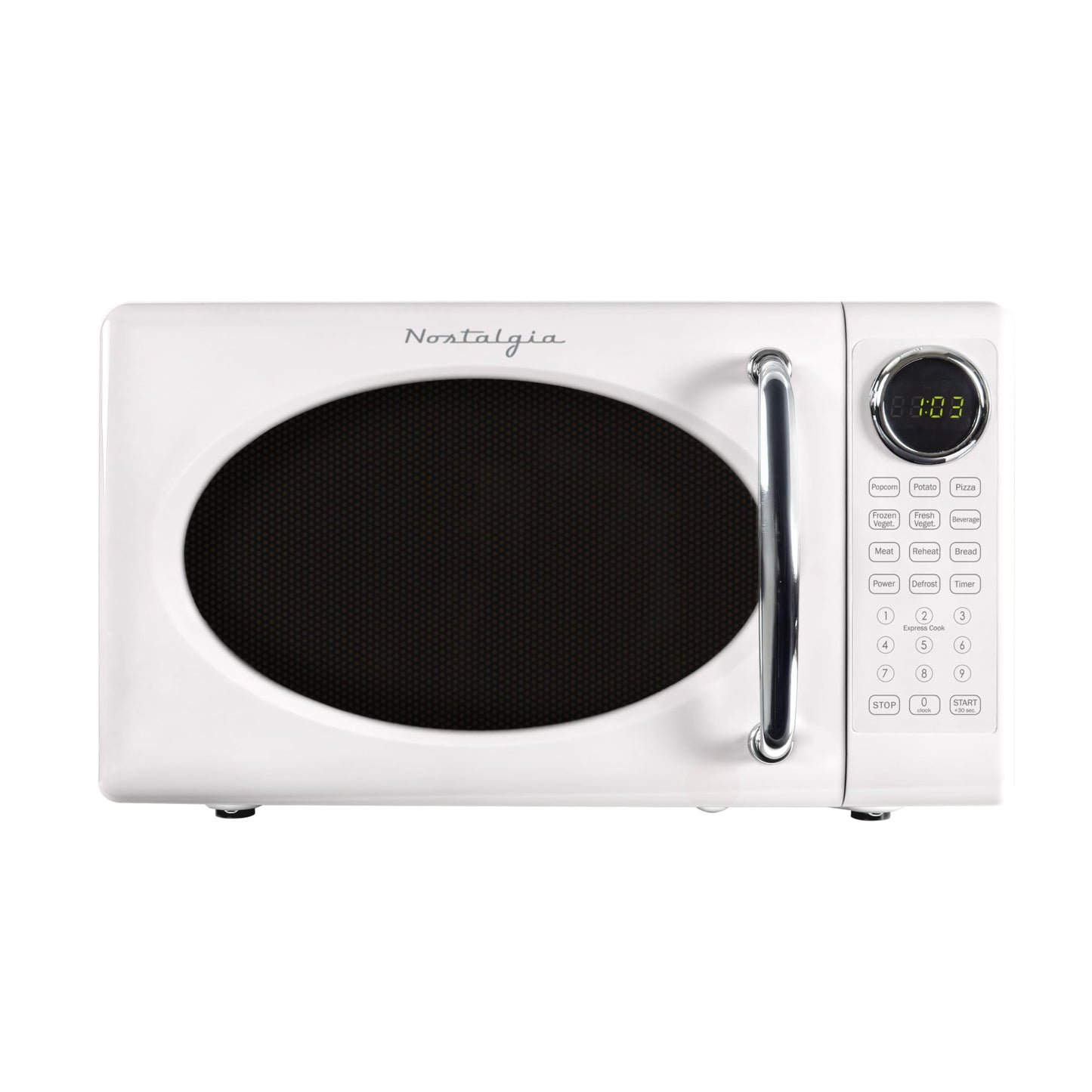 Nostalgia Retro Microwave Oven - 0.7 Cu Ft, 700-Watt Countertop Size with Glass Turntable, Child Safety Lock, 8 Auto-Cook Programs, Digital Clock - Aqua