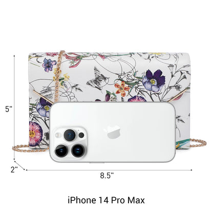 Dasein Women's Evening Clutch Bags Formal Party Clutches Wedding Purses Cocktail Prom Clutches (White Floral)