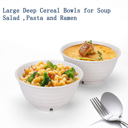Homestockplus Unbreakable Cereal Bowls 30 OZ Ramen Bowl Microwave and Dishwasher Safe BPA-Free Eco-Friendly Deep Soup Bowl for Cereal, Salad, Soup, Rice（NOT CERAMIC） [Set of 8]