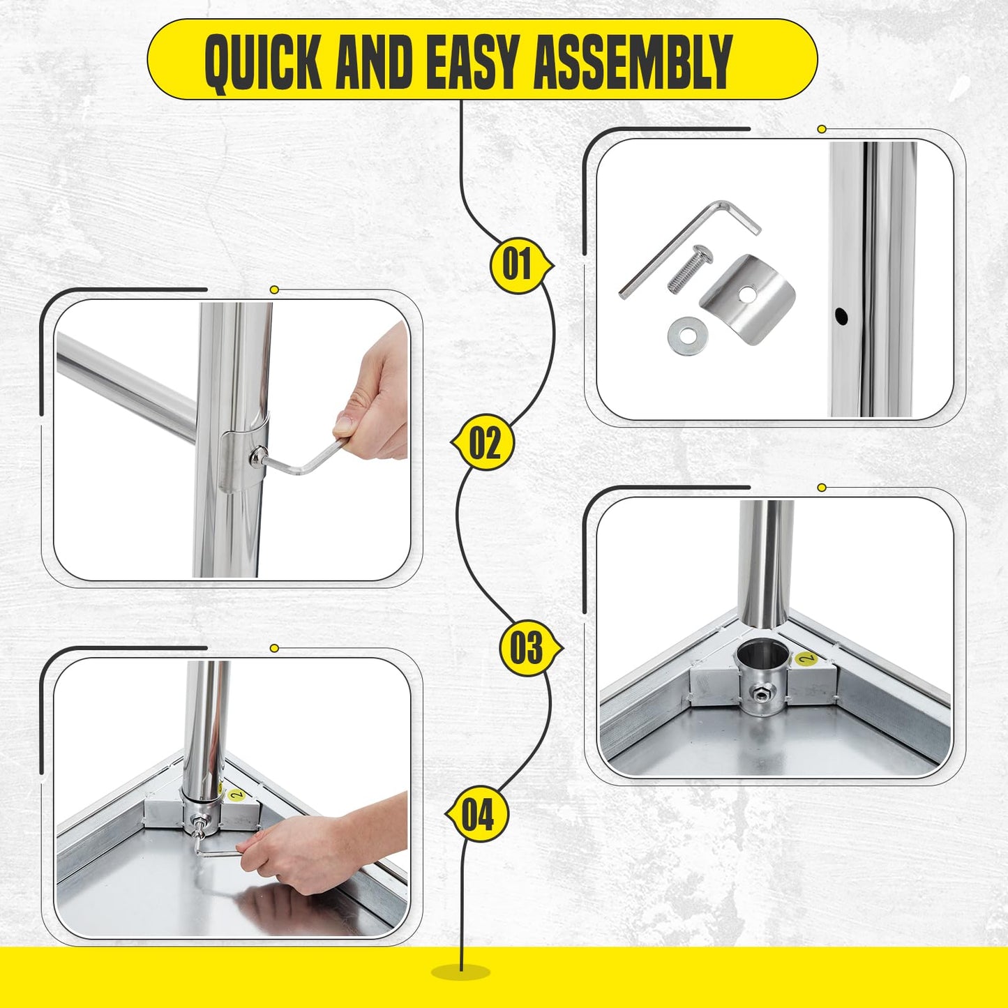 GarveeTech Stainless Steel Table Without Bottom Shelf 60x24 in with Wheels, Commercial Home Kitchen Prep Work Table with Open Base