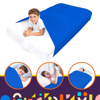 Special Supplies Sensory Bed Sheet for Kids Compression Alternative to Weighted Blankets - Breathable, Stretchy - Cool, Comfortable Sleeping Bedding -Blue (Twin)