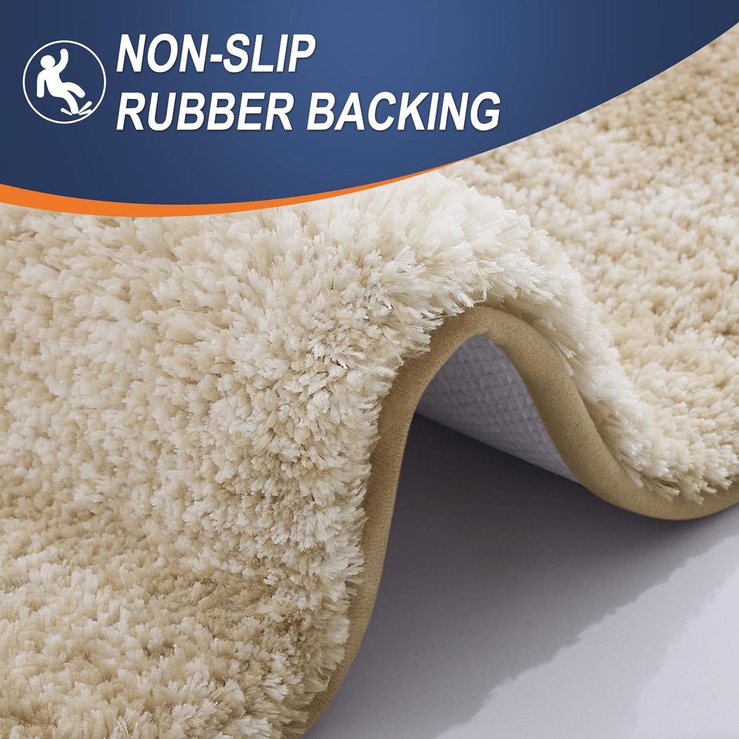 OLANLY Luxury U-Shaped Toilet Rugs - Extra Soft, Absorbent Microfiber Bath Mat | 24x20, Non-Slip Tan