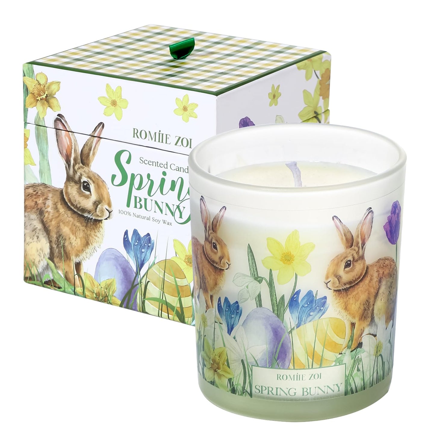 ROMIIE ZOI Easter Scented Candle - 6oz Soy Wax Candle, Sping Bunny, Infused with Garden Bunny Aroma - Gift Box Packaged for Easter Gift
