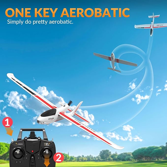 VOLANTEXRC RC Glider Plane 4CH New Version Remote Control Airplane with 6-Axis Gyro for Beginners 3 Flight Modes &amp Aerobatics 2.4G RC Plane for Adults 23.6 * 18.1 inches White