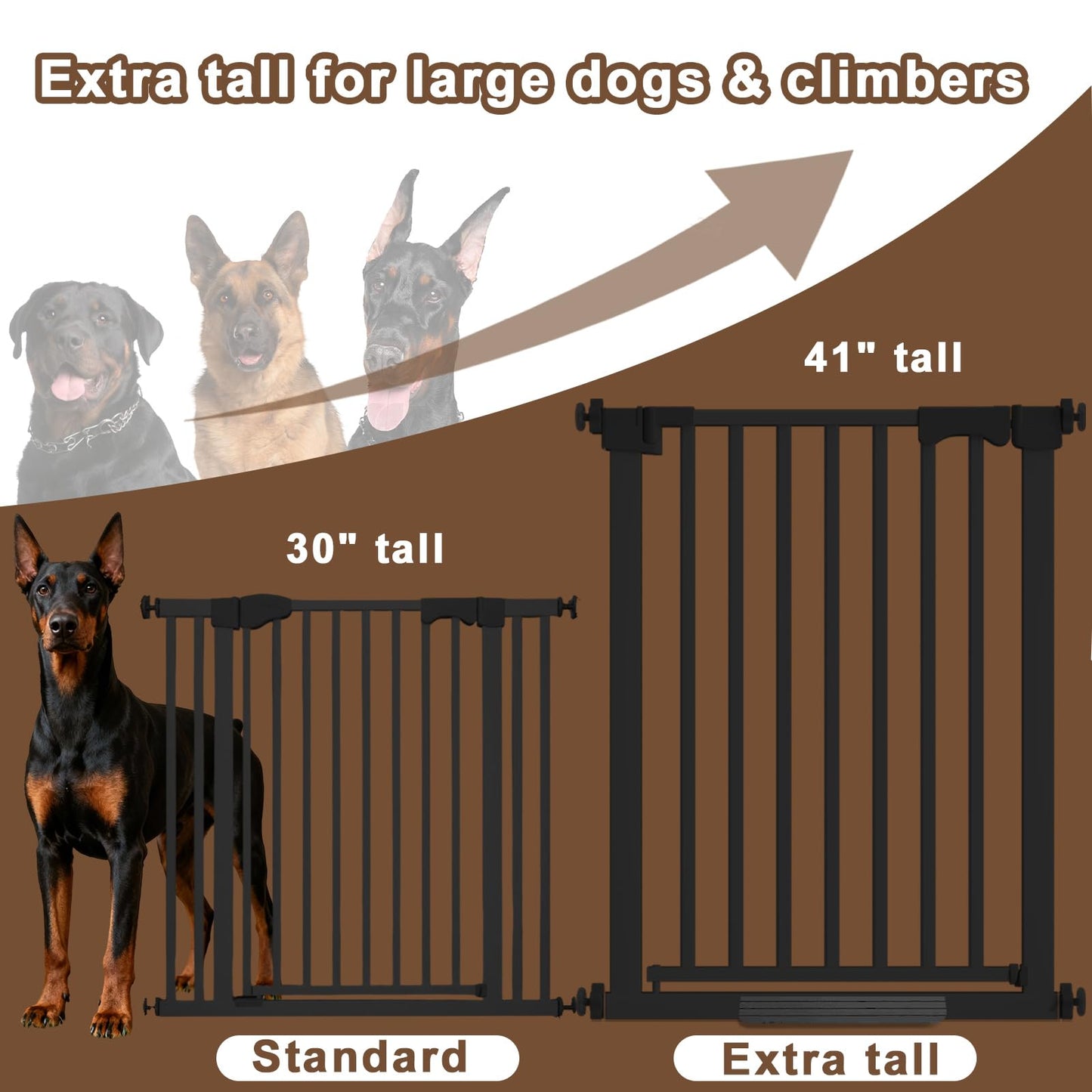 Amibud 41" Extra Tall Baby Gate for Big Dog No Jumping Over,54.7-63.0" Wide Pet Safety Gate Indoor for Doorways No Drilling,Auto Close Child Puppy Gates for Stairways Pressure Mounted (Black)