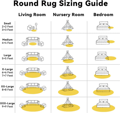 OLANLY Yellow Round Rug - Soft & Fluffy 6 ft Circle Area Rug for Bedroom, Living Room & Nursery Decor