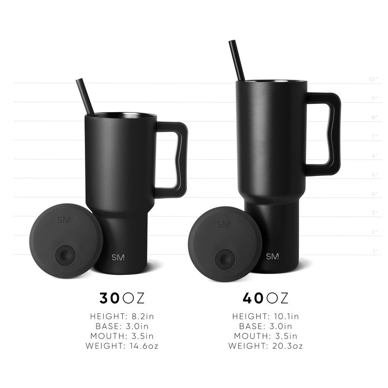 Simple Modern 40 oz Trek Tumbler with Handle and Straw Lid | Cup Holder Friendly Insulated Stainless Steel Travel Mug | Ice Melt