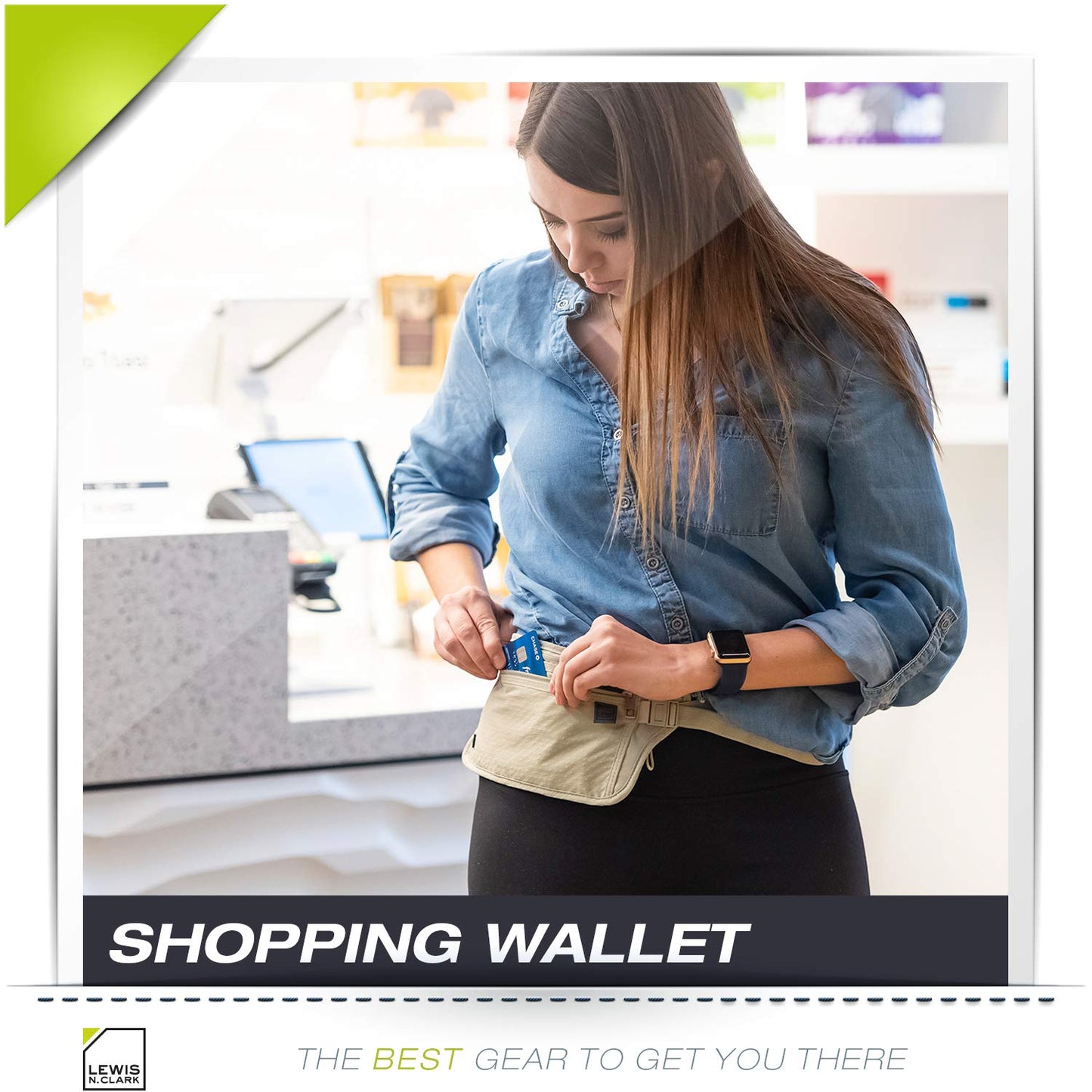Lewis N. Clark Women's RFID Blocking Money Belt Travel Pouch + Credit Card, ID, Passport Holder for Women & Men, Taupe, One Size