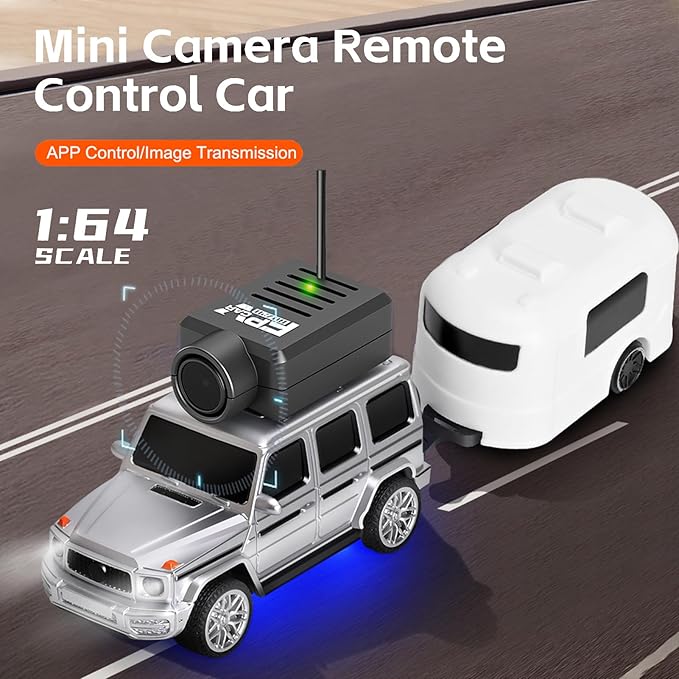 WLtoys Mini RC Car 1:64 Scale FPV RC Drift Car with 720P HD Camera 2.4GHz Transmitter and WiFi App Control with Gyro First Person Perspective Mini Racing Toys for Hobby RC (Black) (Sliver)
