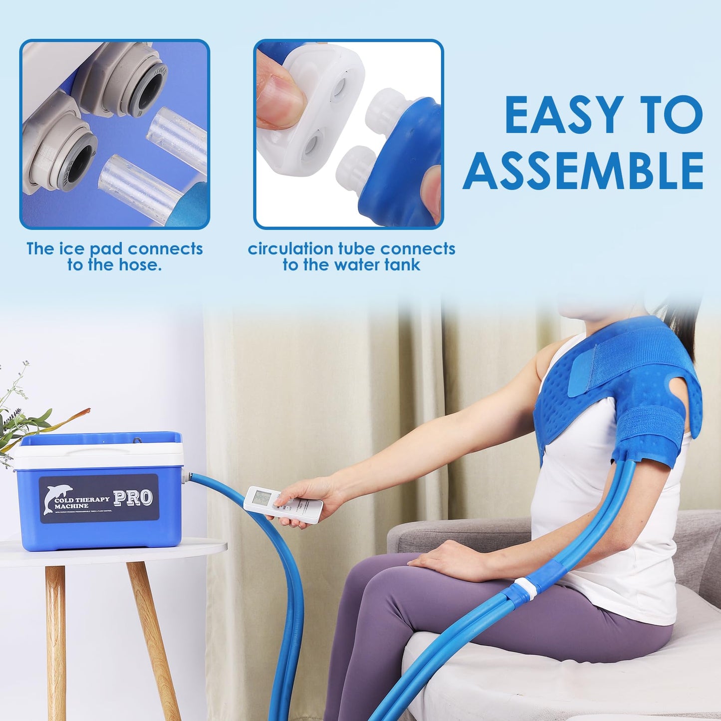 Cold Therapy Machine System with Programmable Timer Remote Control,Shoulder Ice Machine for Surgery Recovery,Large Shoulder Compression Pad,Quiet Pump, Strong Cryotherapy Pain Relief and Treatment