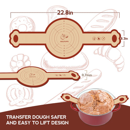 Koolstuffs Silicone Sourdough Bread Sling Mat for Dutch Oven, 2 Pack Non-Stick & Easy Clean Reusable sourdough mat, Easy and Stable to Transfer Sourdough Bread, Round