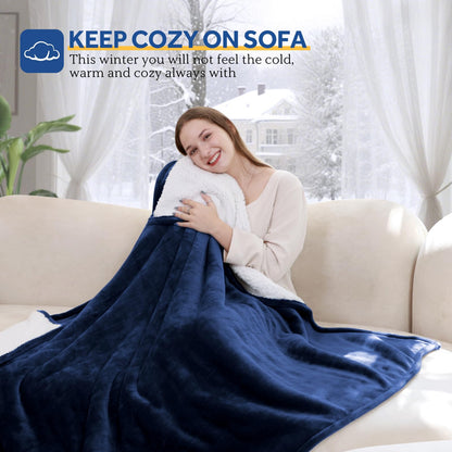 Sealy Electric Blanket Throw Size 50"*60",Super Cozy Flannel to Sherpa Reversible Heated Blanket Throw with 6 Heating Levels & 2-10 Hours Auto Off Overheating Protection Machine Washable,Beige