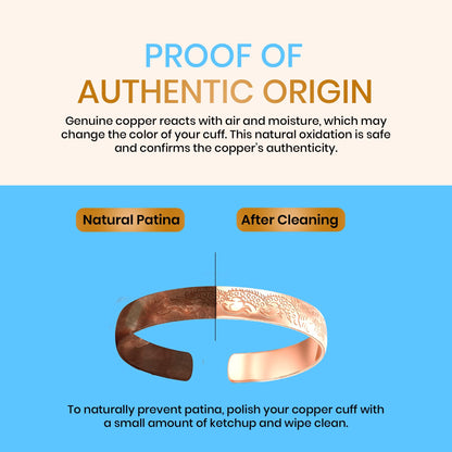 Healing Monk Pure Copper Bracelet for Men & Women – Handmade Uncoated Copper Jewelry Cuff – Adjustable Healing Copper Bracelets for Arthritis – Mens & Womens Copper Cuff Pulsera de Cobre (Rustic)