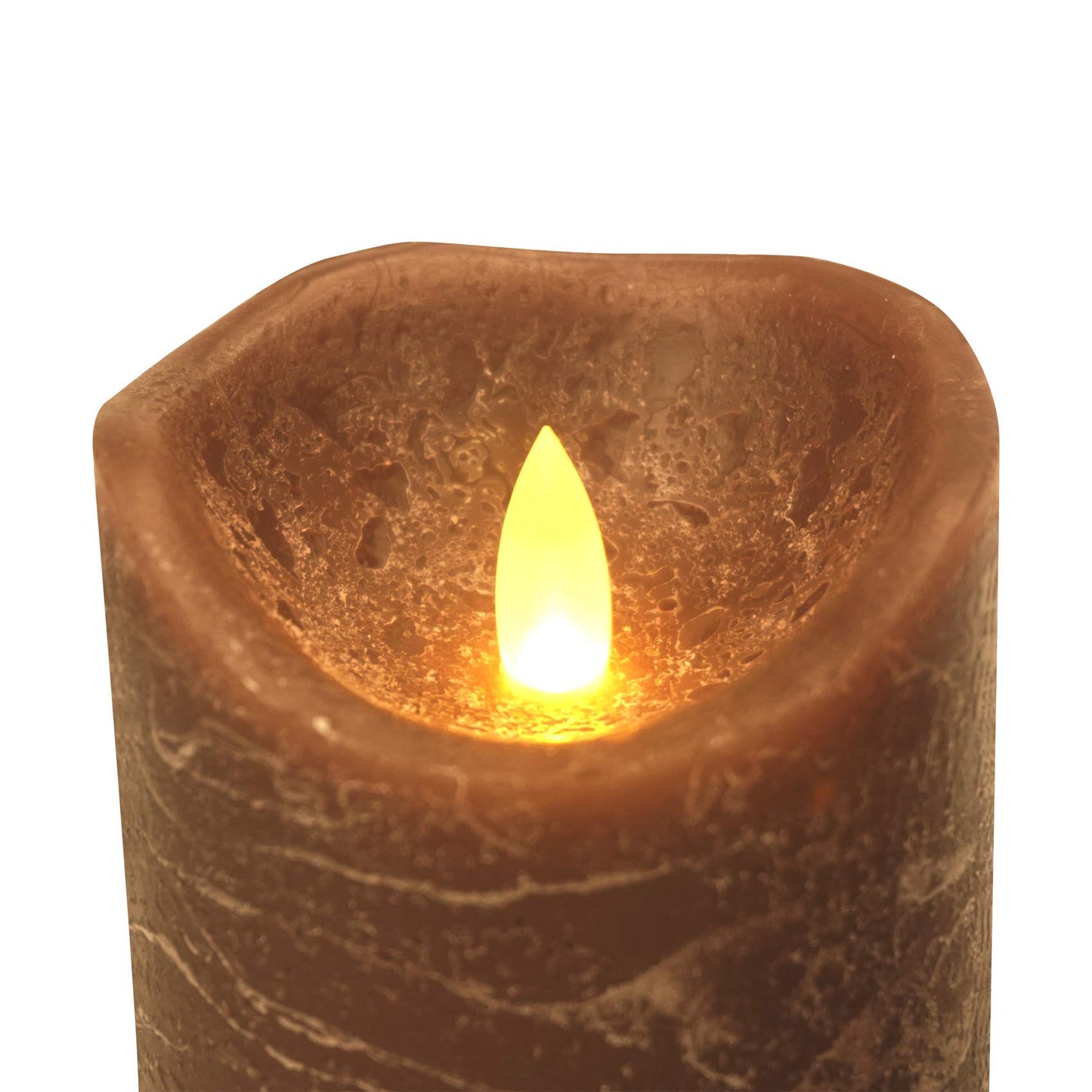 CANDLE CHOICE Battery Operated Flameless Candles with Timer Real Wax Realistic Flickering Electric LED Pillars Automatic Built-in Daily Cycle Timer 6-Hour on 18-Hour Off Set of 3 Rustic Texture Brown