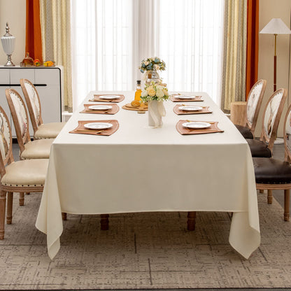 BALCONY & FALCON Table Cloth for 6 Foot Rectangle Tables – Waterproof, Wrinkle-Free Farmhouse Tablecloth for Dining, Kitchen, Wedding, Baby Shower & Holiday Gatherings (Ivory, 91" x 132")