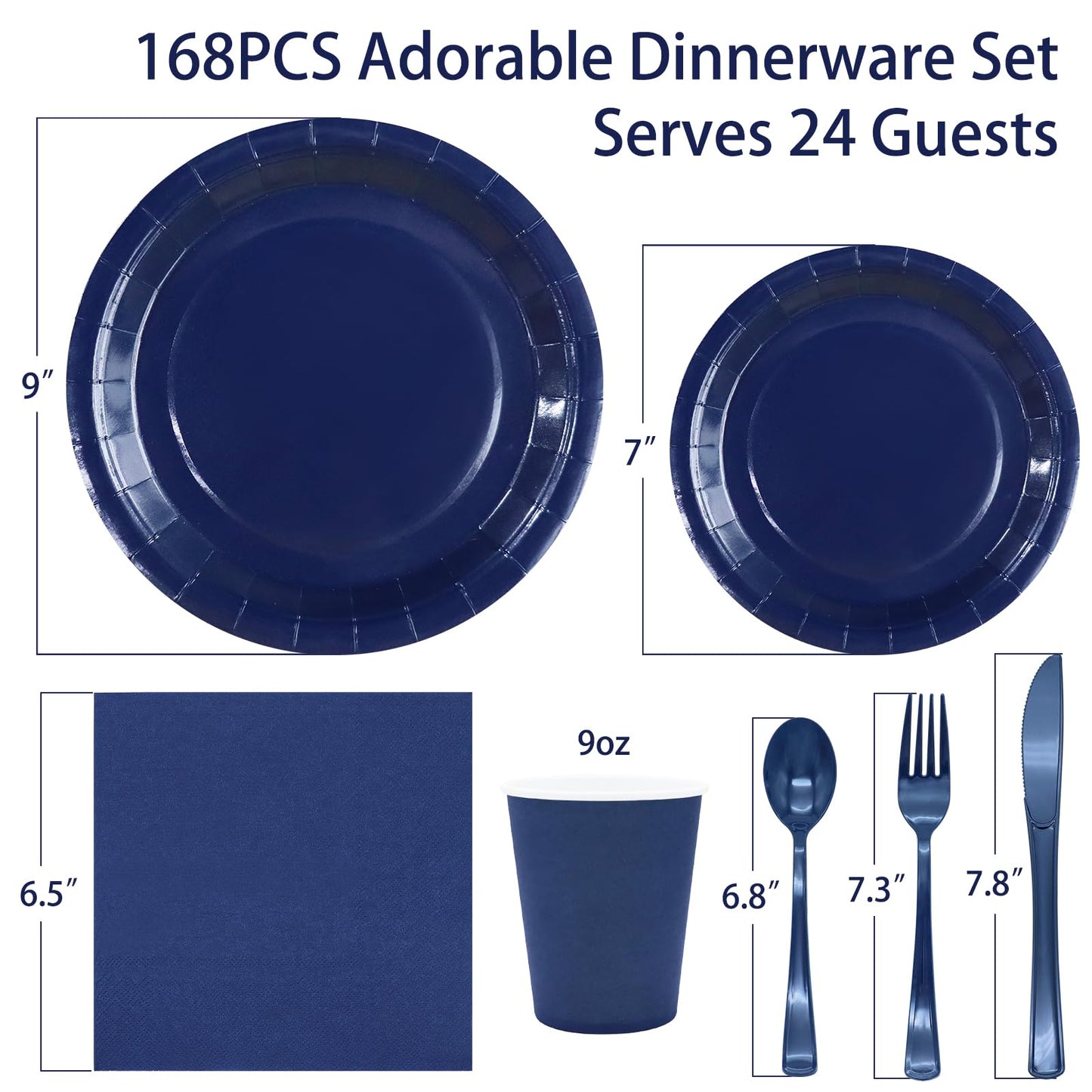 Gudvilla 168PCS Teal Party Plates and Cups and Napkins sets,Teal Paper Plates Party Supplies Bulk with Gold Cutlery Serve 24 Guests for Bridal Shower Birthday Wedding Decorations
