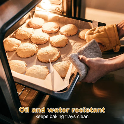 FOXYAEO 100 PCS Unbleached Parchment Paper 23cm X 33cm baking paper, air fryer paper, nonstick baking sheets, high temperature and oil resistant, suitable for baking, oven, air fryer and more