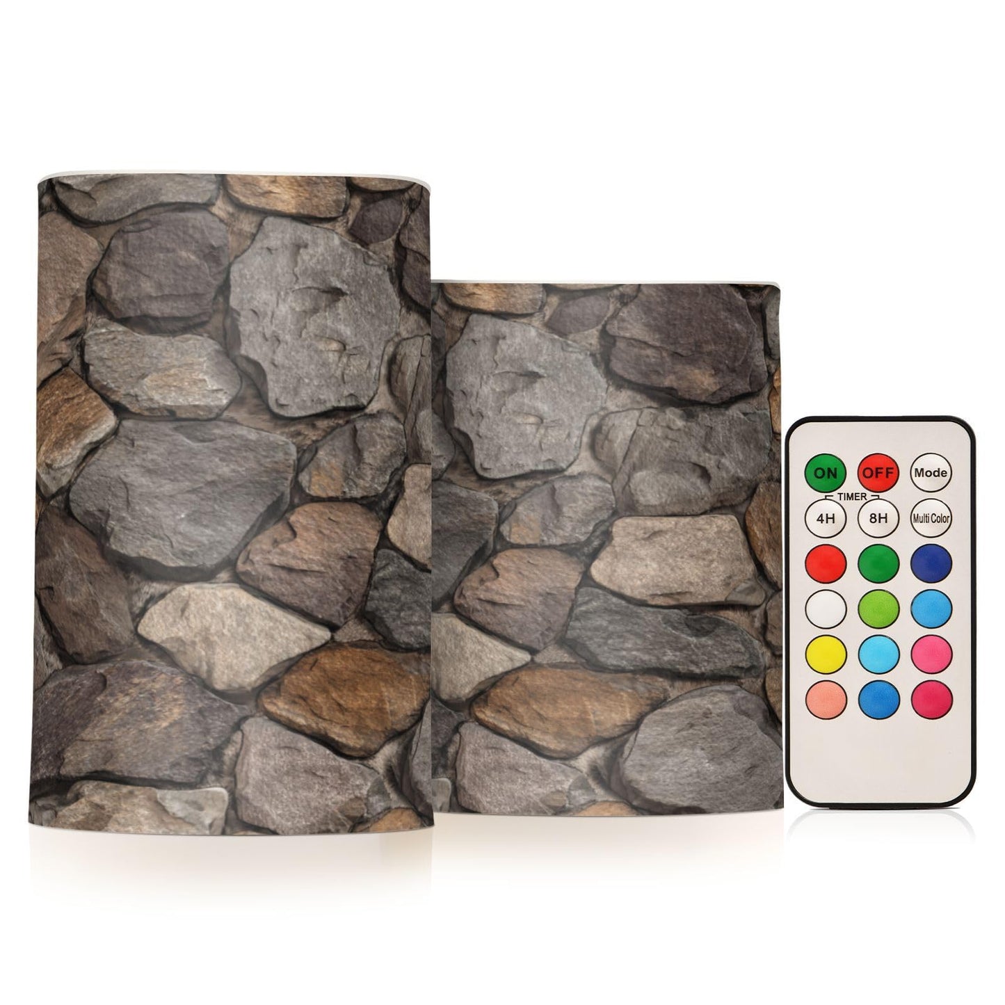Kigai Rock Prints Flameless Candles with Remote & Timer 2PCS Waterproof LED Flickering Battery Operated Pillar Candle for Indoor Outdoor Holiday Home Decor