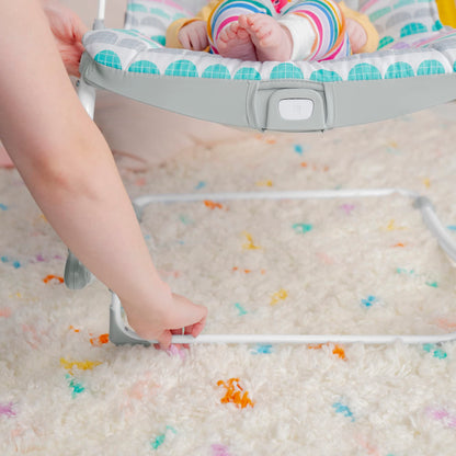 Bright Starts Rosy Rainbow Infant to Toddler Rocker with Vibrations, Baby Seat for Girl or Boy, Newborn +