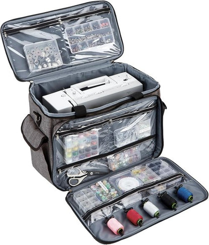 HOMEST Sewing Machine Carrying Case - Universal Tote Bag with Multiple Storage Pockets | Grey