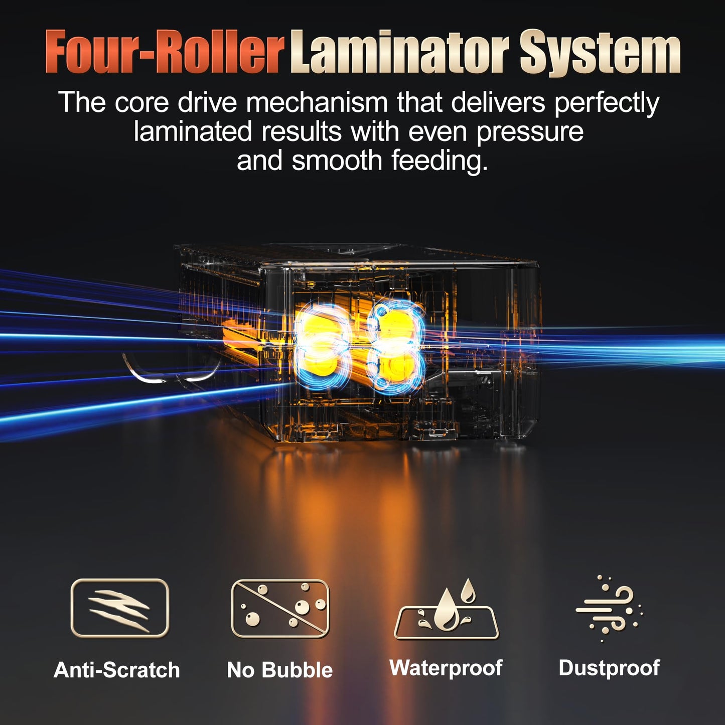 13" 4-Roller Commercial Laminator Machine, Fast 55s Warm-Up&1000mm/min Laminating Speed for Laminating 11x17&A3 Size,Includes 30 Sheets for Office,School(White)