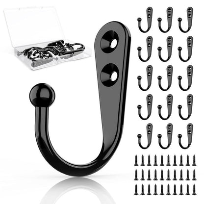 ZAYBOD 15Pcs Black Wall Mounted Coat Hooks,Hanger Hook with 30 Pieces Screws for HangingHat, Towel, Key, Robe, Coats, Scarf, Bag, Cap,Coffee Cup, Mugs