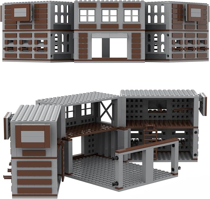 Lemess Military Weapons House Building Set Military Weapons Warehouse Building Blocks WW2 Scene Building Blocks Set 682 Pieces
