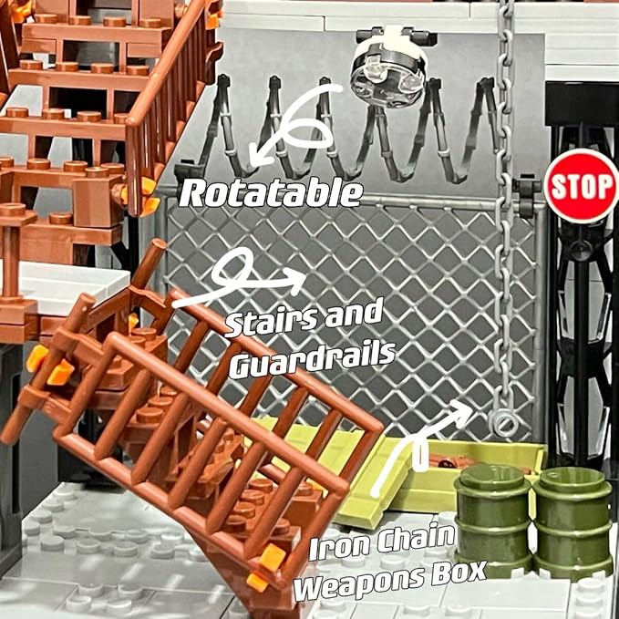 ELEFOCUS WW2 Military Base Building Set Custom Miniguns SWAT Gear and Army Weapons PackWitch 10 Soldier Figures