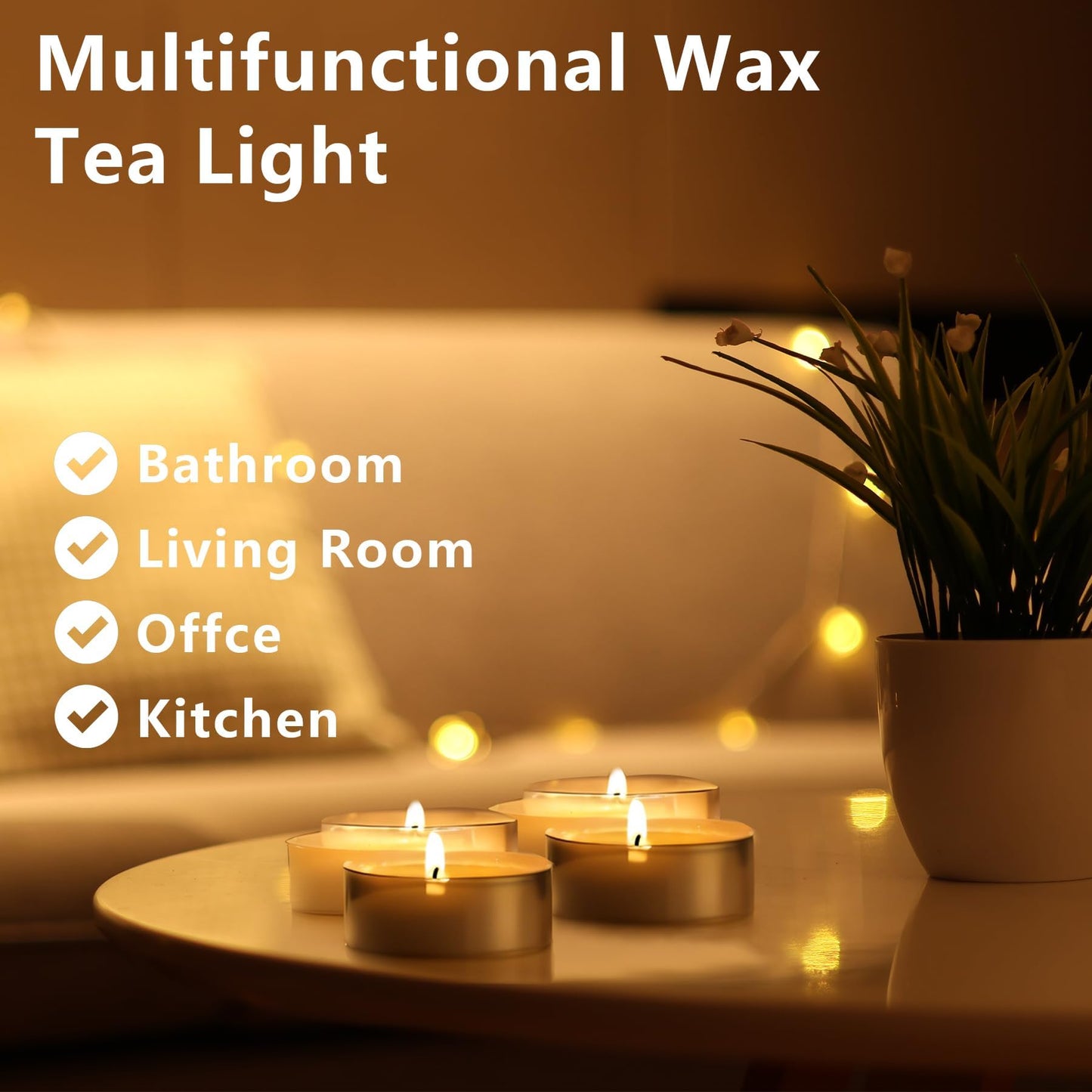Unscented Tea Light Candles,OVESTB 2 Boxes Fully Burns Tealight Candles Unscented Smokeless Bright Flame Tealights for Home,Sabbath, Weddings,Christmas & Halloween Decor