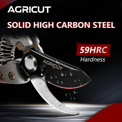 AGRICUT Pruning Shears, 7/8-Inch Cut Capacity Hand Clippers, Bypass Pruners, Gardening Scissors with Sharp Steel Blade (Aluminum Handle, High Carbon Steel)