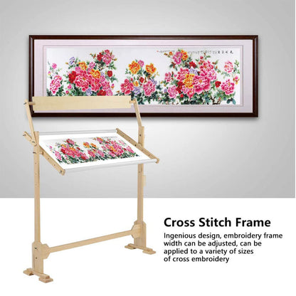Embroidery Hoops Stand, 360 Degree Adjustable Embroidery Stand,Cross Stitch Frame Stand,Wooden Frame Cross Stitch Floor Stand for Cross Stitch Needlework Art Craft Sewing