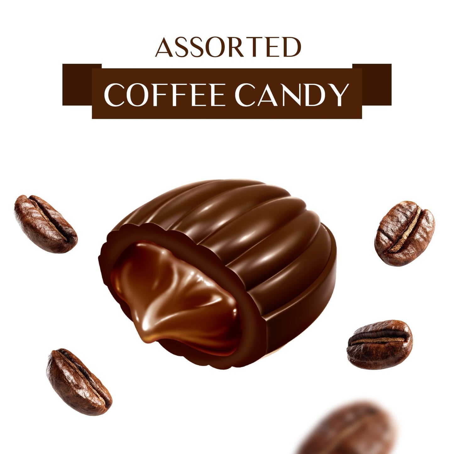 Maestro Massimo Center Filled Hard Pocket Coffee Candy, 3mg Caffeine per Candy, Individually Wrapped, Macchiato, Espresso, Cappuccino Flavored, 2.2 Pound Bulk Bag - Pack of 1