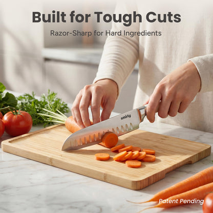 SMIRLY 14-Piece Kitchen Knife Set with Magnetic Block, High-Carbon Stainless Steel Chef Knife Set, Professional Sharpness, Dishwasher Safe, Cream White