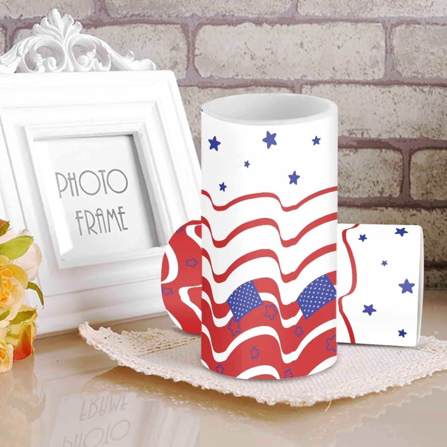 Luarisgur Independence Day Flameless Candles with Remote Stars and Stripes Decorations Battery Candles Flickering LED Candles with Remote for Home Party Holiday 4th of July Decor Electric Fake Candles