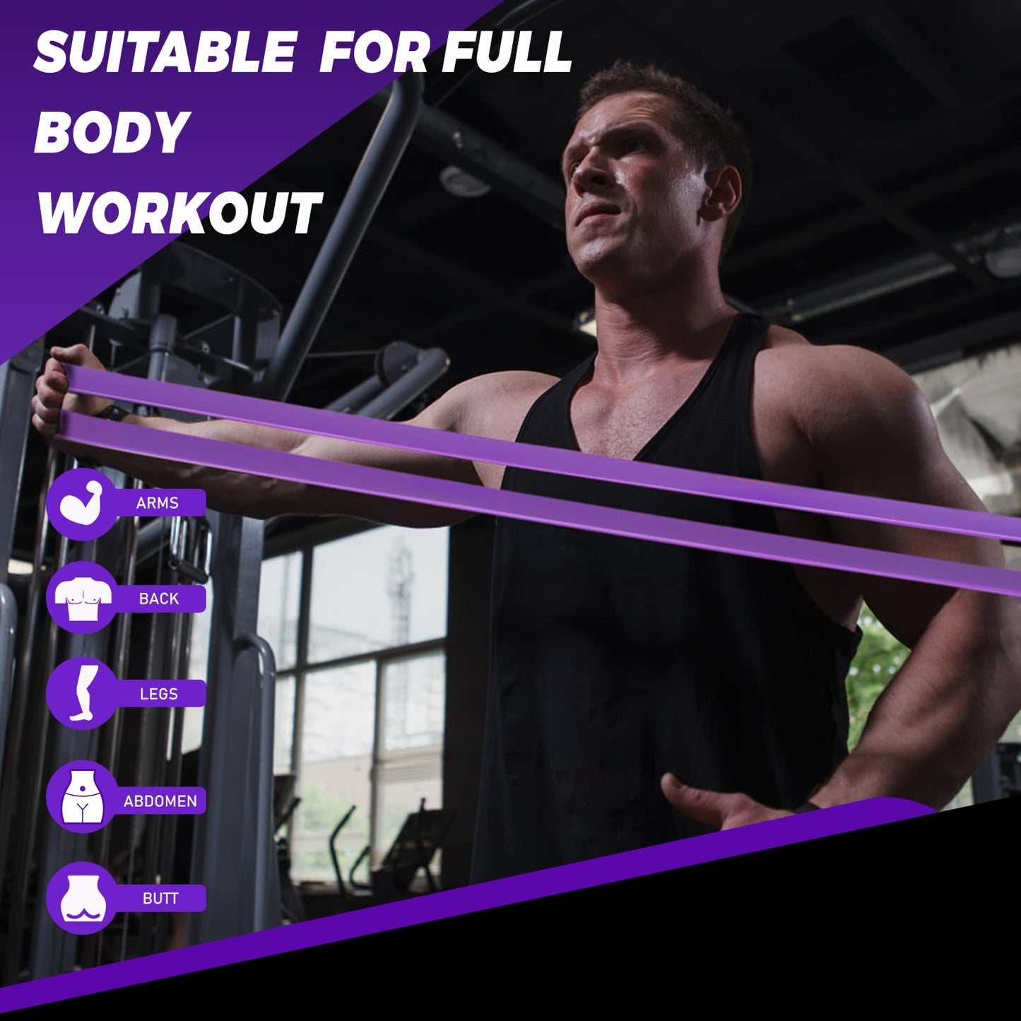 TOMSHOO 5Pcs Resistance Bands Pull Up Assistance Bands Workout Exercise Long Bands with Handles and Door Anchor Exercise Bands Resistance Bands Set for Men & Women Training
