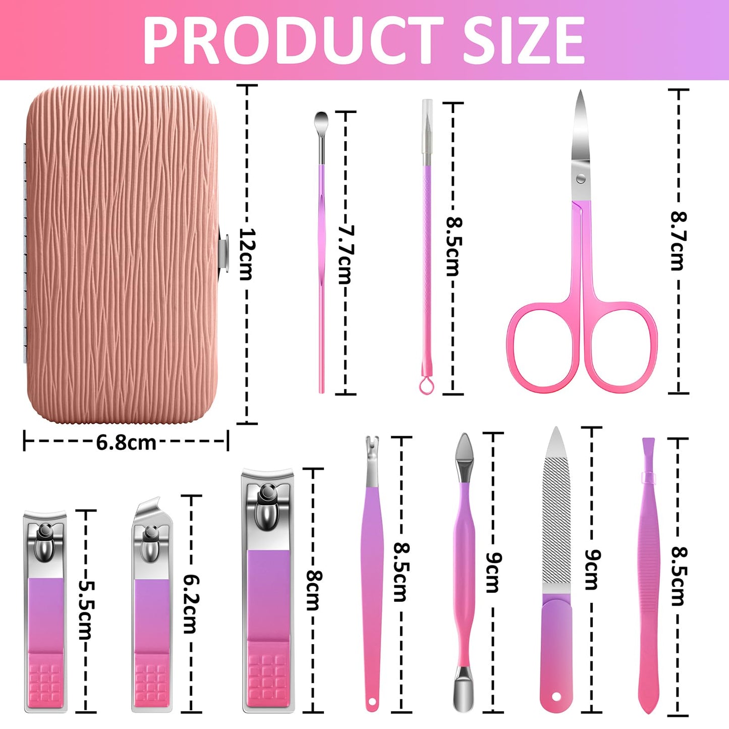 BLESWIN 10-Piece Nail Care Kit, Professional Manicure Set with Green Leather Case, Ideal for Women & Men