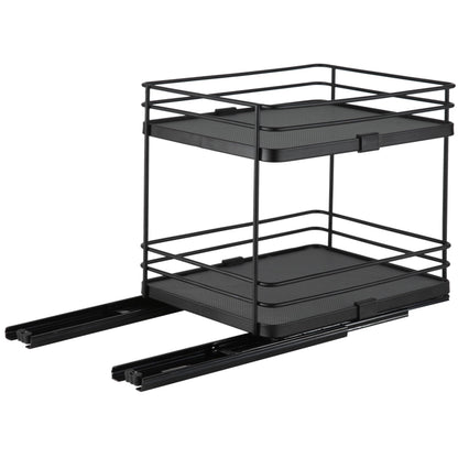 Organize It All Slide Out Shelf Organizer| Dimensions: 8"x 10.2"x 9"| Space Saver | Easy Glide Mechanism | Black.