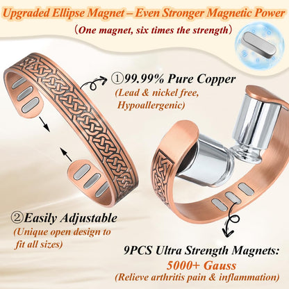 Cigmag Copper Magnetic Bracelet for Men, with Powerful 9X 5000 Gauss Magnets, Adjustable Solid Pure Copper (Axe)