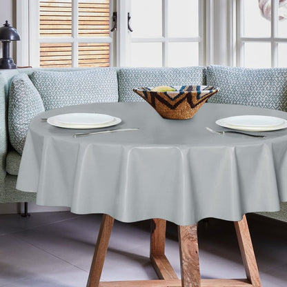 sancua 100% Waterproof Rectangle PVC Tablecloth - 54 x 78 Inch - Oil Proof Spill Proof Vinyl Table Cloth, Wipe Clean Table Cover for Dining Tables, Buffet Parties and Camping, Silver Grey