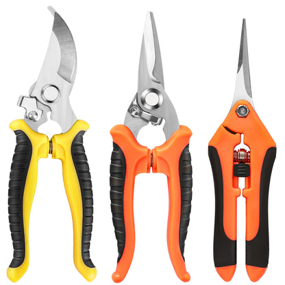 EWPJDK 3 Pack Garden Pruning Shears, Stainless Steel Shears, Gardening Shears, Scissors, Garden Clippers, Pruning Snips, Pruning Shears for Gardening Tools