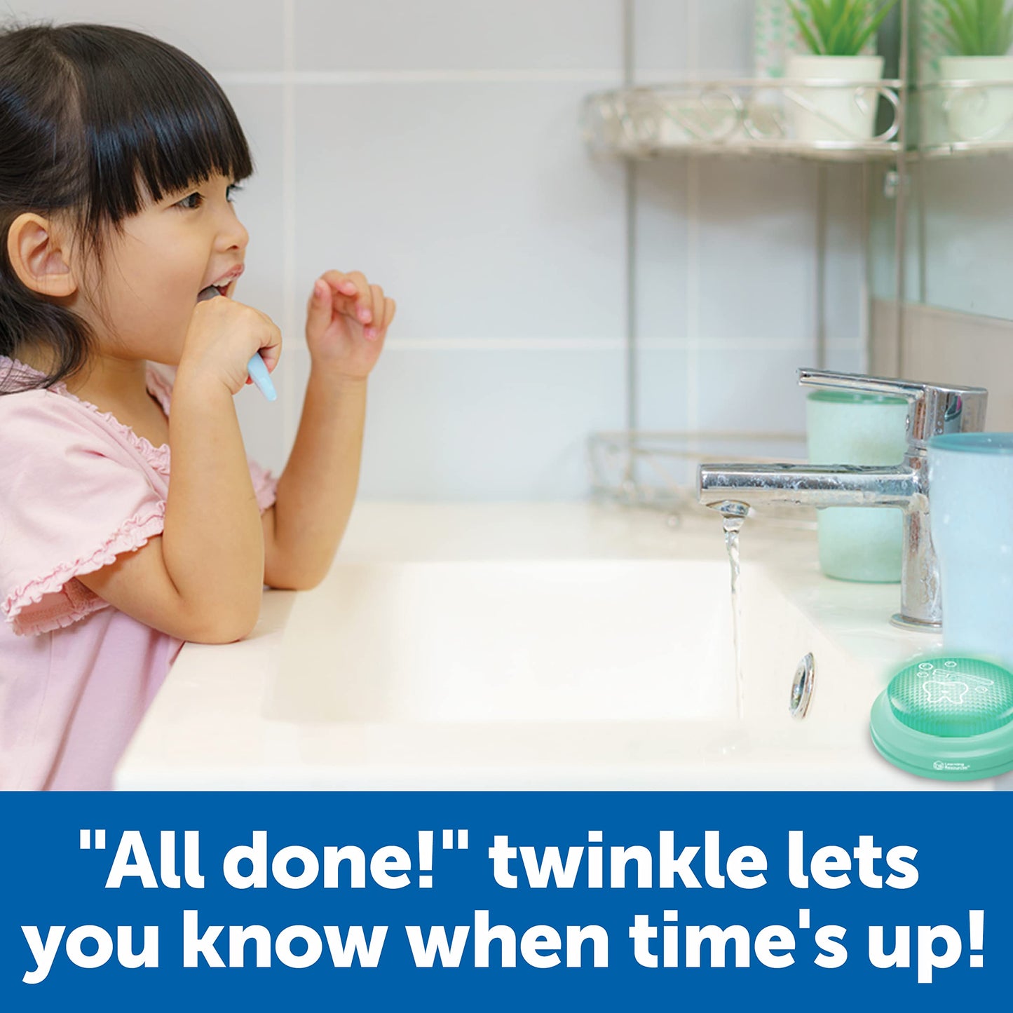 Learning Resources 2 Minute Toothbrushing Timer - Toothbrush Timer for Kids, Timers for Kids Bathroom, Toddler Teeth Brushing Button, Visual Countdown for Tooth Brushing