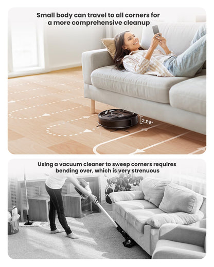 Lefant M320 Robot Vacuum Cleaner, Carpet Detection, 6,000 Pa Suction, Low Noise, 800ml Visible Dustbin, 210 Mins Runtime, Self-Charging, Works with Alexa, Ideal for Hard Floor, Pet Hair, Black