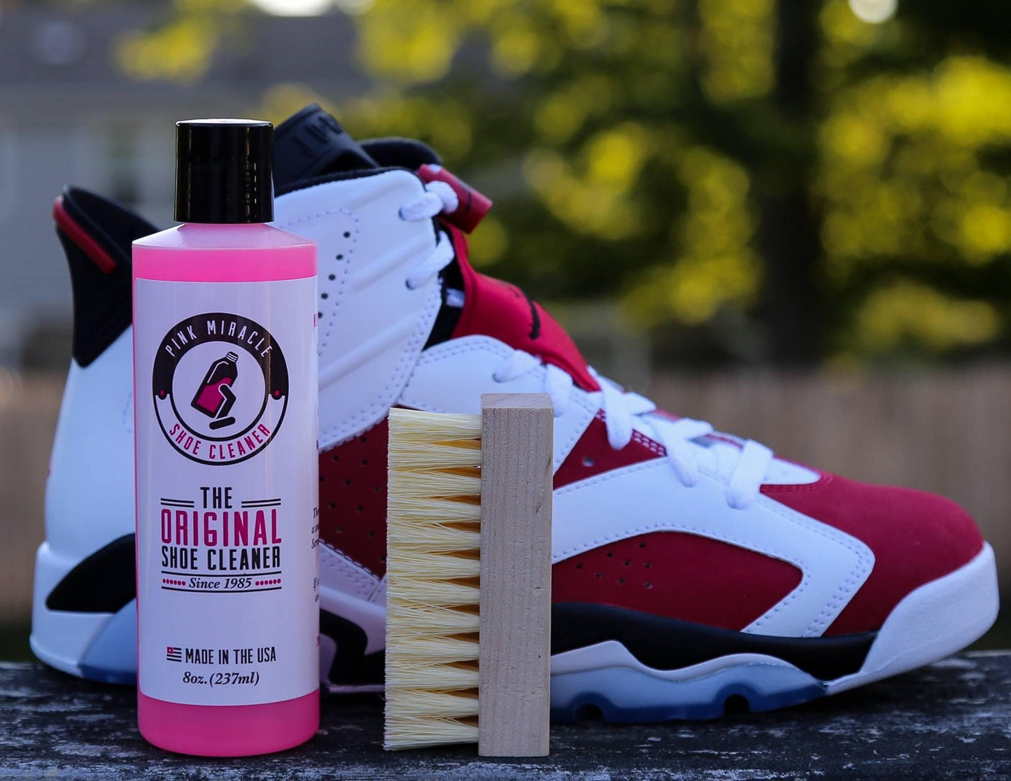 Pink Miracle Shoe Cleaner Kit with Bottle and Brush For Fabric Cleaner For Leather, Whites, Suede and Nubuck Sneakers (4 Oz)